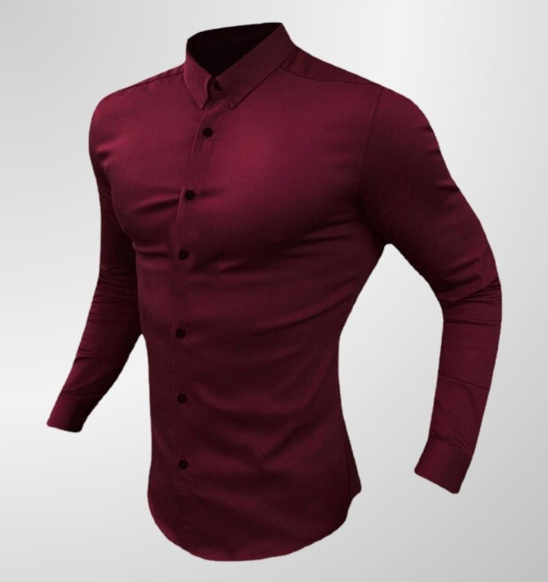 מכופתרת ארוכה חלקה צבע אדום