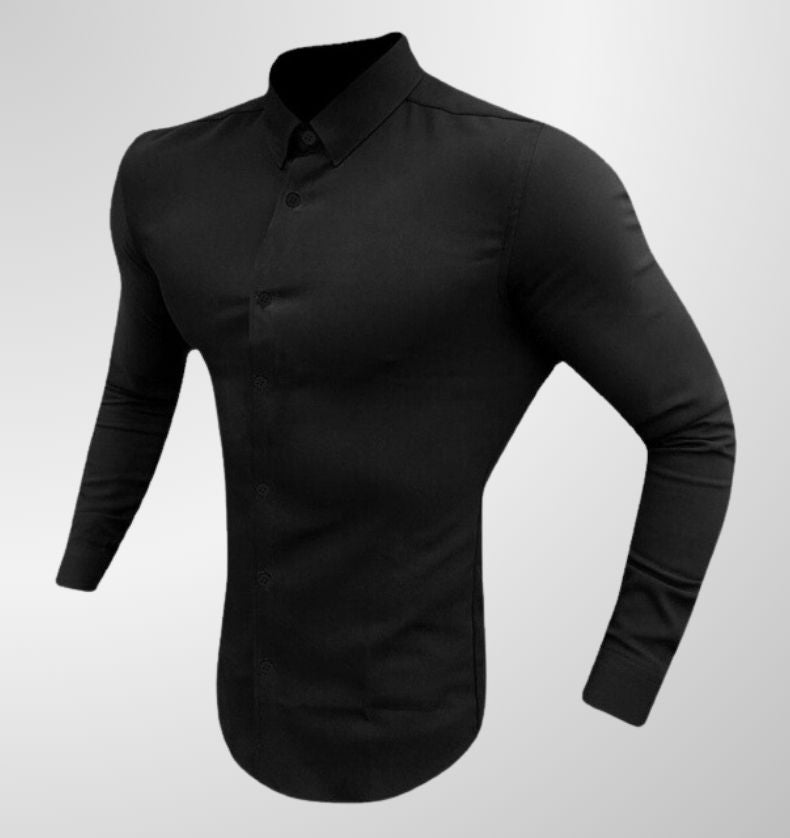 מכופתרת ארוכה חלקה צבע בלאק