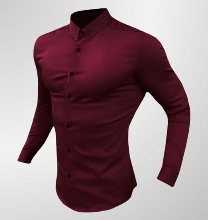 מכופתרת ארוכה חלקה צבע אדום