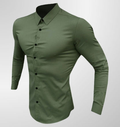 מכופתרת ארוכה חלקה צבע ירוק