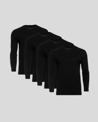 חבילת רביעייה מבליטות שרוול ארוך שחורות