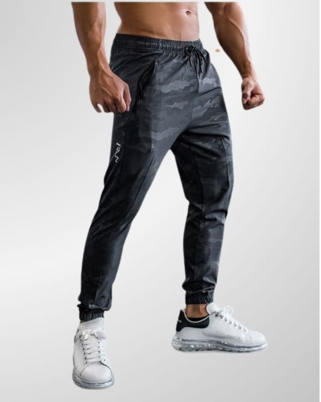 מכנס אפור הסוואה עם כיסיי רוכסן