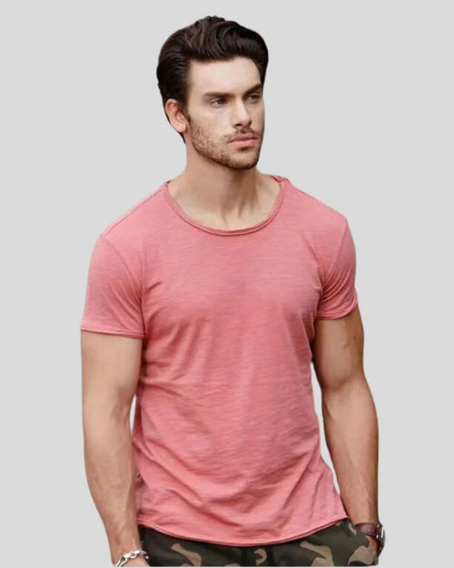 טי שירט V חלקה בצבעים