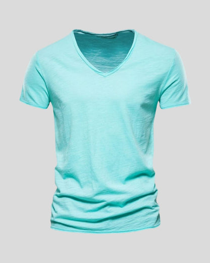 טי שירט V חלקה בצבעים