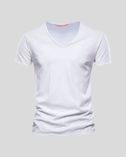 טי שירט V חלקה בצבעים