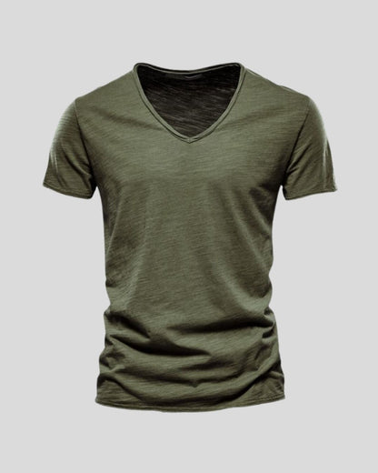 טי שירט V חלקה בצבעים