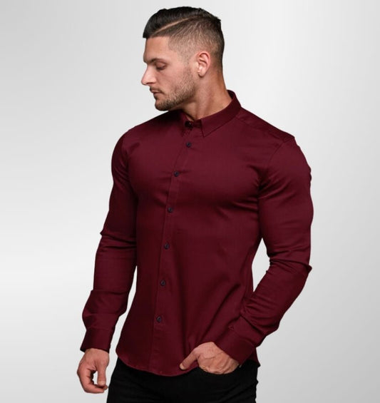 מכופתרת ארוכה חלקה צבע אדום