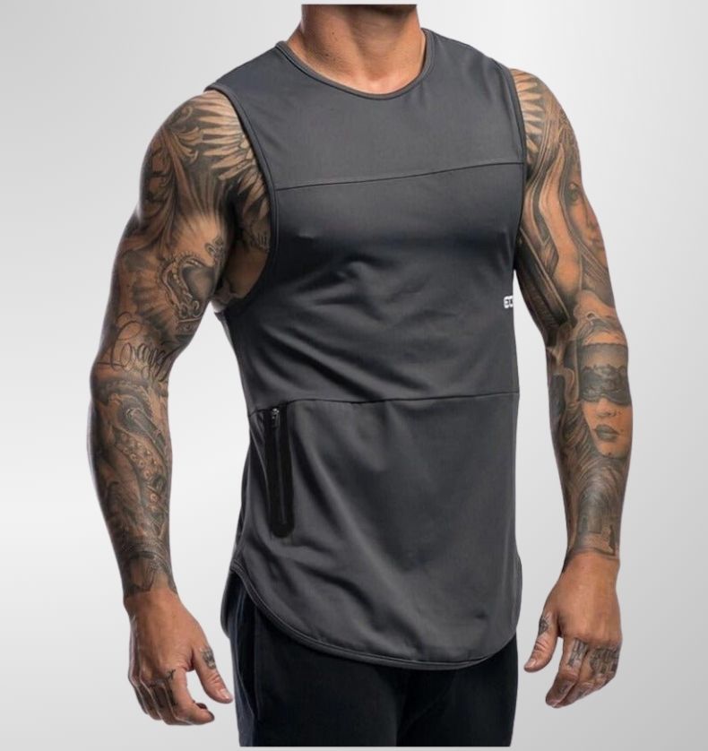 גופיה אפורה לאימון עם כיס צדDrawnBody