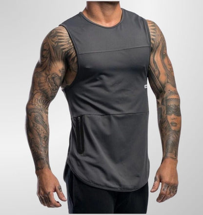 גופיה אפורה לאימון עם כיס צדDrawnBody