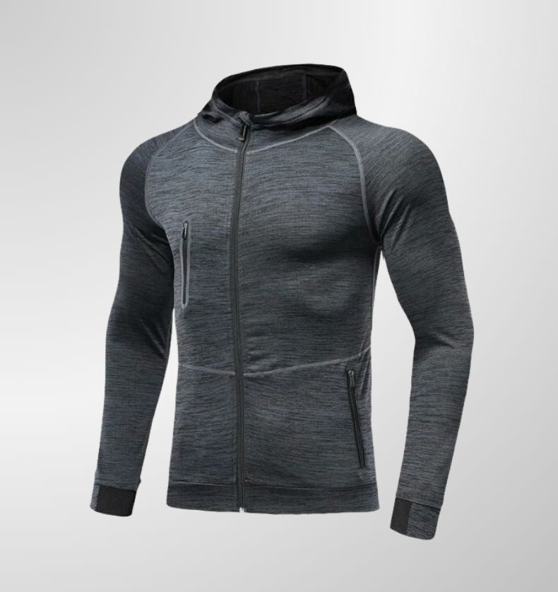 סווטשירט אפור כהה עם כיס חזה לאימוןDrawnBody