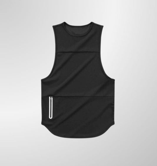 גופיה שחורה לאימון עם כיס צדDrawnBody