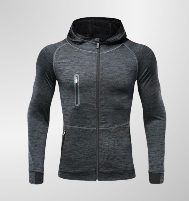 סווטשירט אפור כהה עם כיס חזה לאימוןDrawnBody