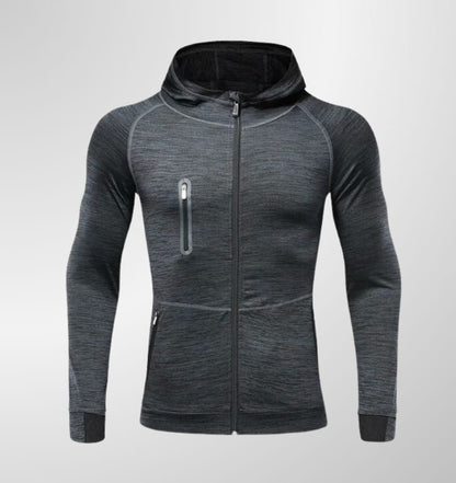 סווטשירט אפור כהה עם כיס חזה לאימוןDrawnBody