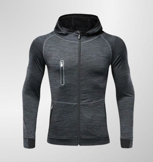 סווטשירט אפור כהה עם כיס חזה לאימוןDrawnBody